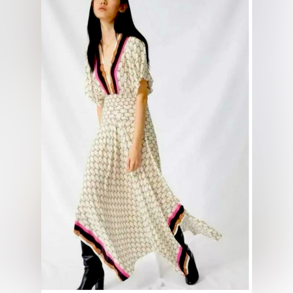 Maje Rachelene Print Maxi Dress In Ecru With Scarf Print, 34